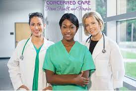Concerned Care health professionals and volunteers home